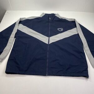 Starter Penn State Jacket Men's Large Blue Gray  Nittany Lions Logo Windbreaker